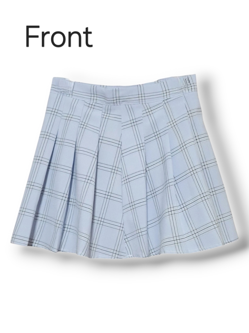 ROMWE Light Blue Plaid Pleated Skirt